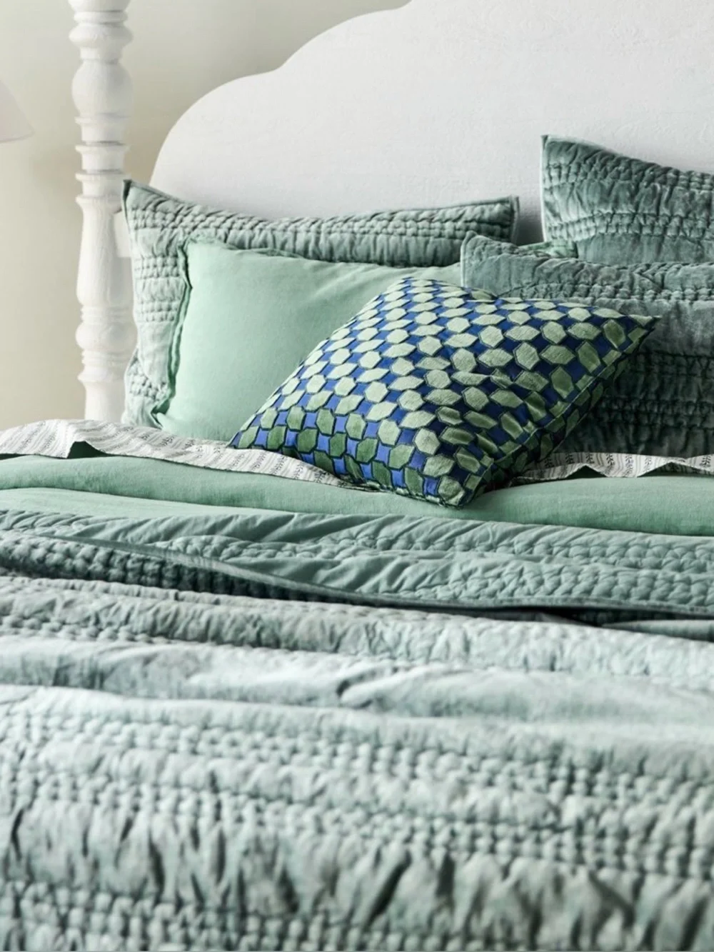 New Anthropologie set of 2 lustered velvet Alastair pillow shams moss blue green